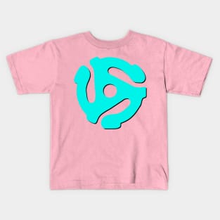 Aqua Music Geek, 45 rpm record adaptor, DJ music geek stuff Kids T-Shirt